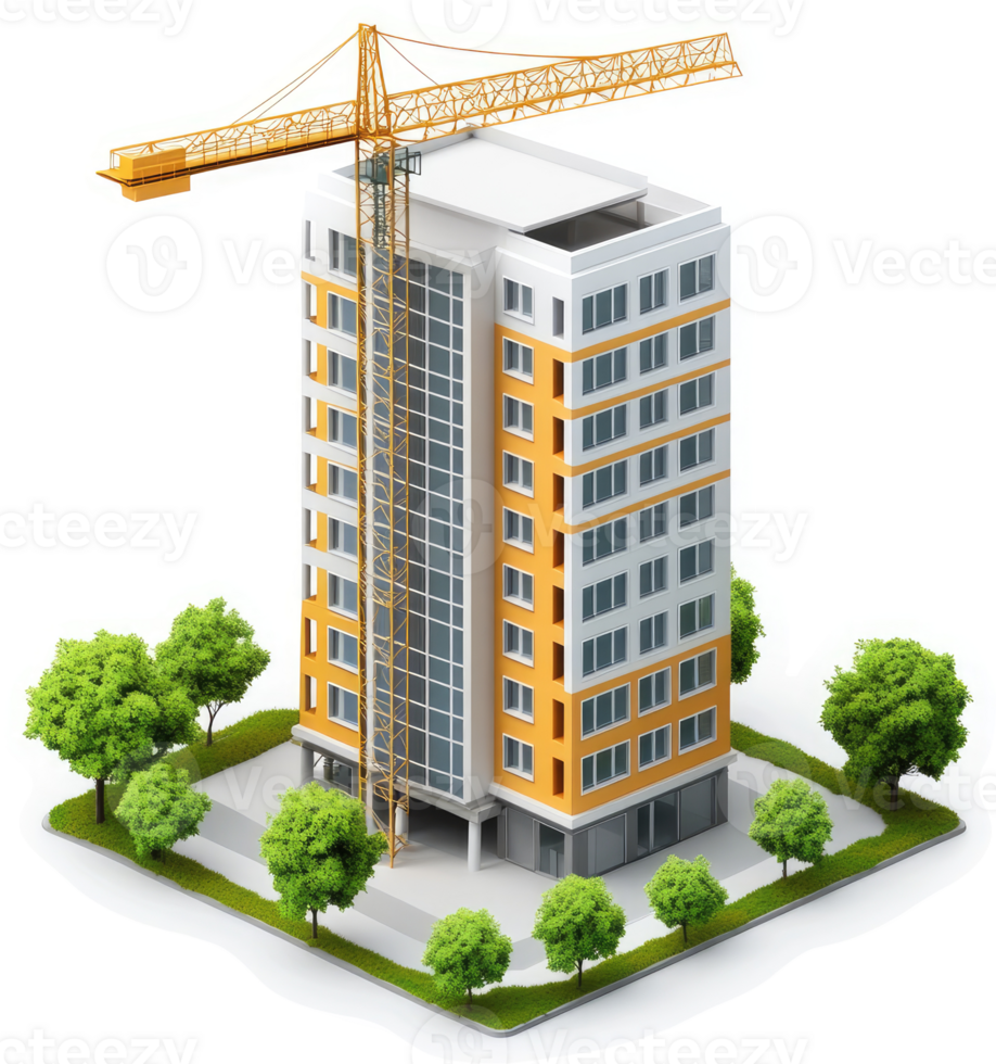 Modern high-rise building under construction. png