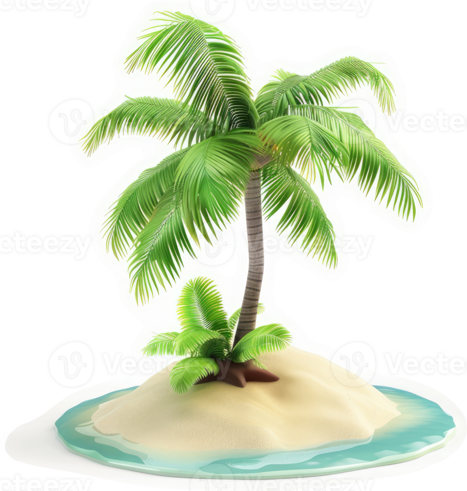 Tropical island with palm tree. png