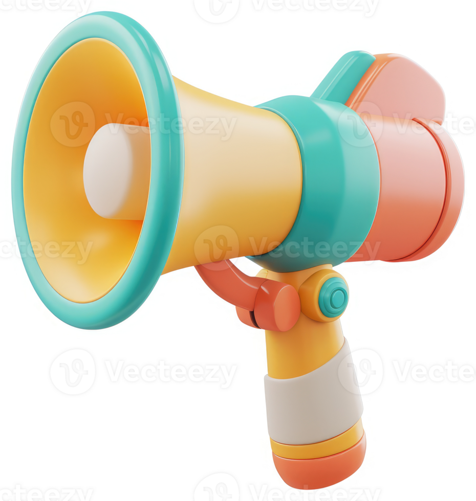 Colorful megaphone illustration for communication. png