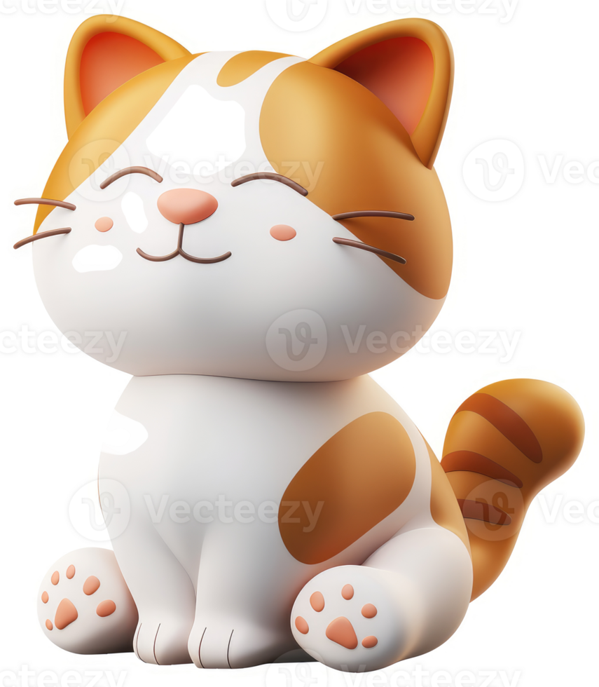 Cute cartoon cat illustration with soft features. png