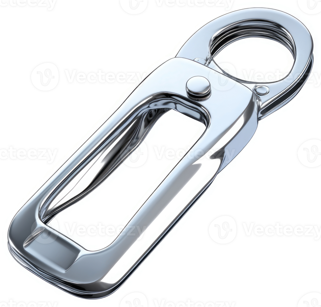 Sleek, chrome car key fob with a rectangular design. png