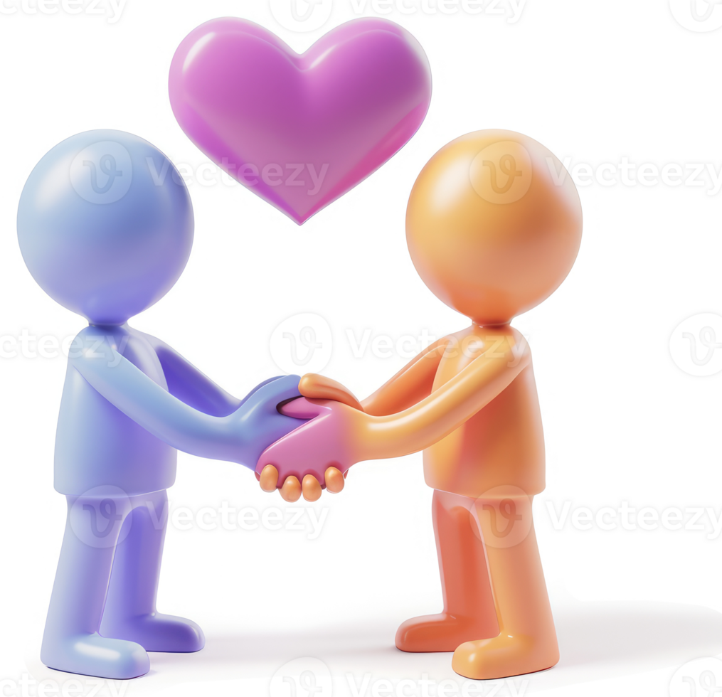 Two figures holding hands, a symbol of affection and unity. png