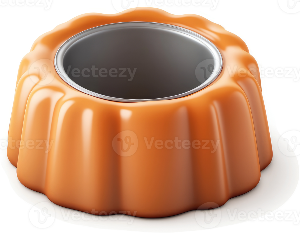 Round, fluted orange dessert mold with removable inner pan. png