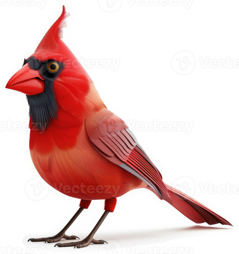 Vibrant red cardinal, a three-dimensional illustration. png