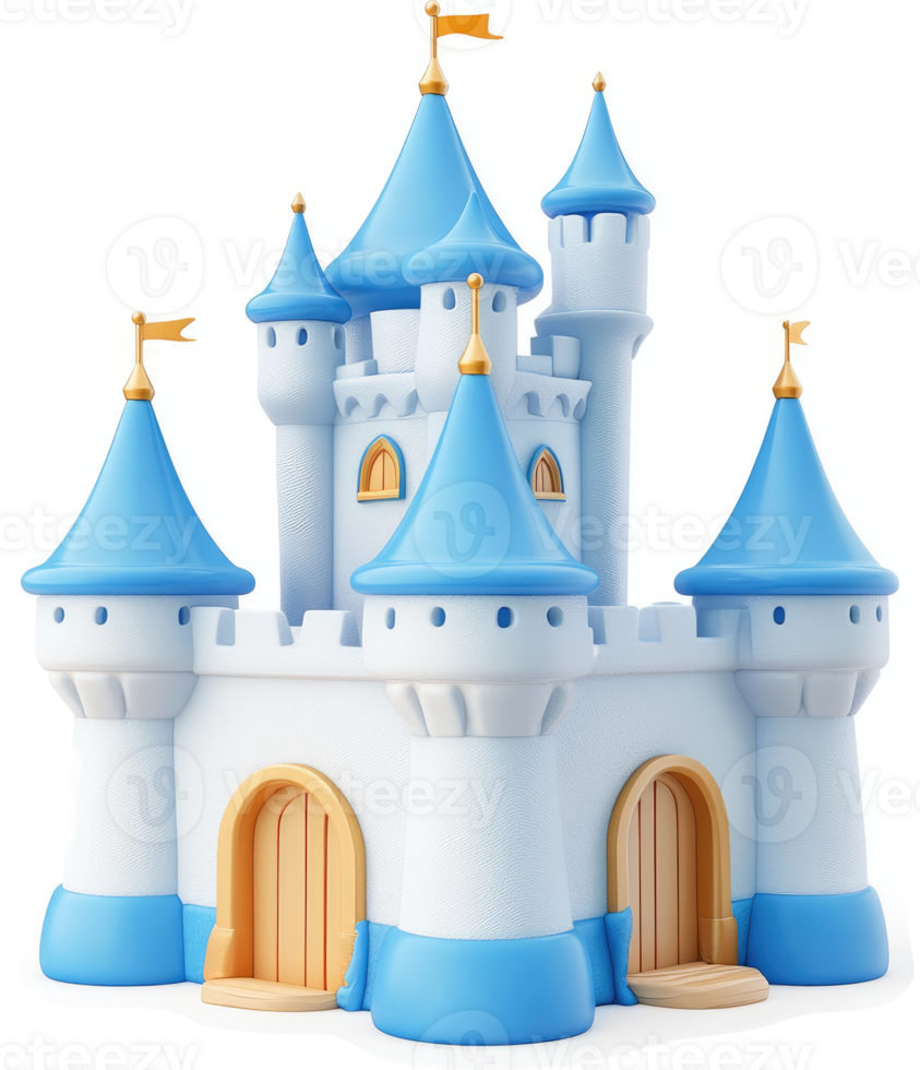Magical, stylized fairytale castle illustration. png