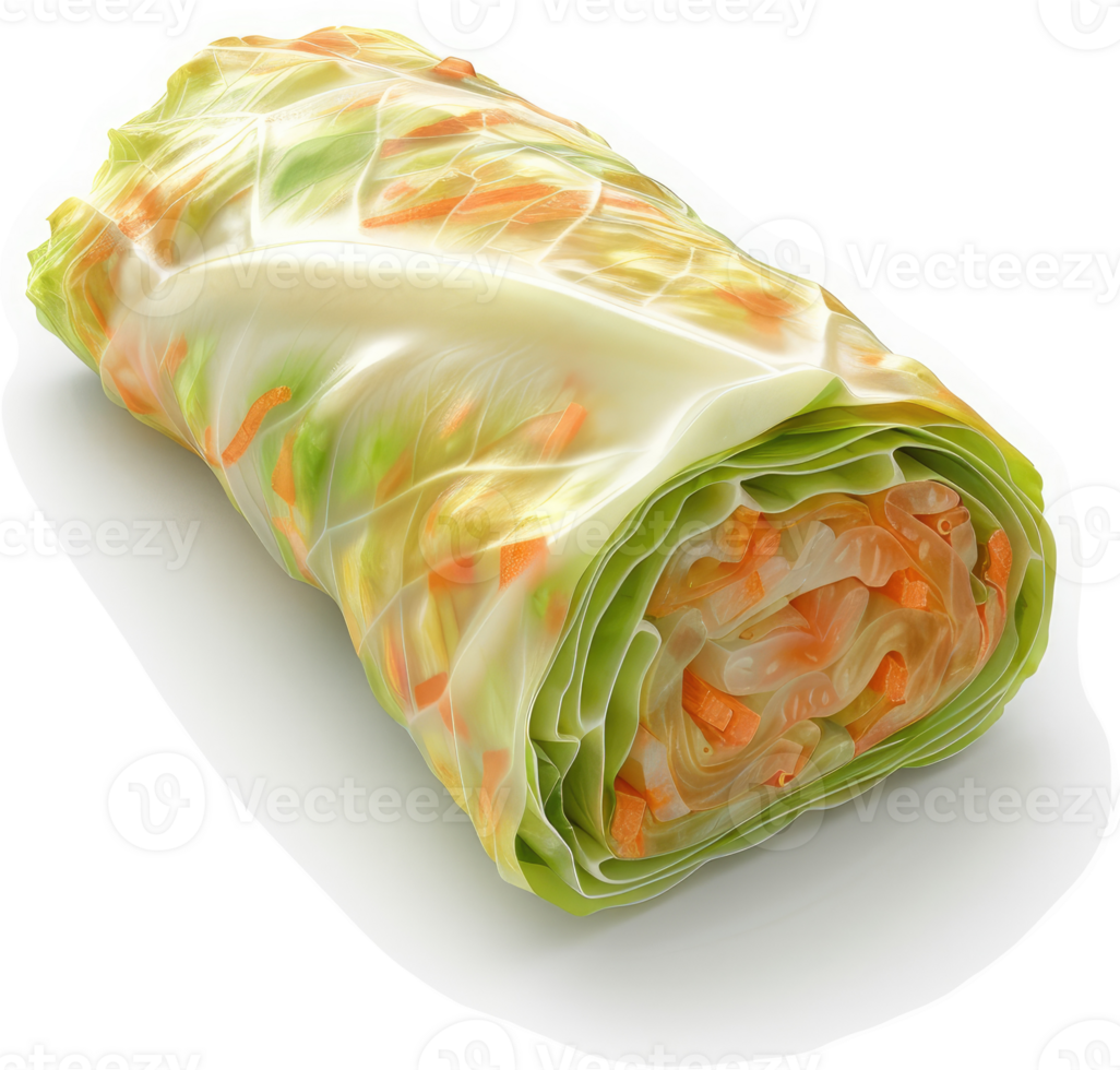 Savory cabbage roll filled with colorful vegetables. png
