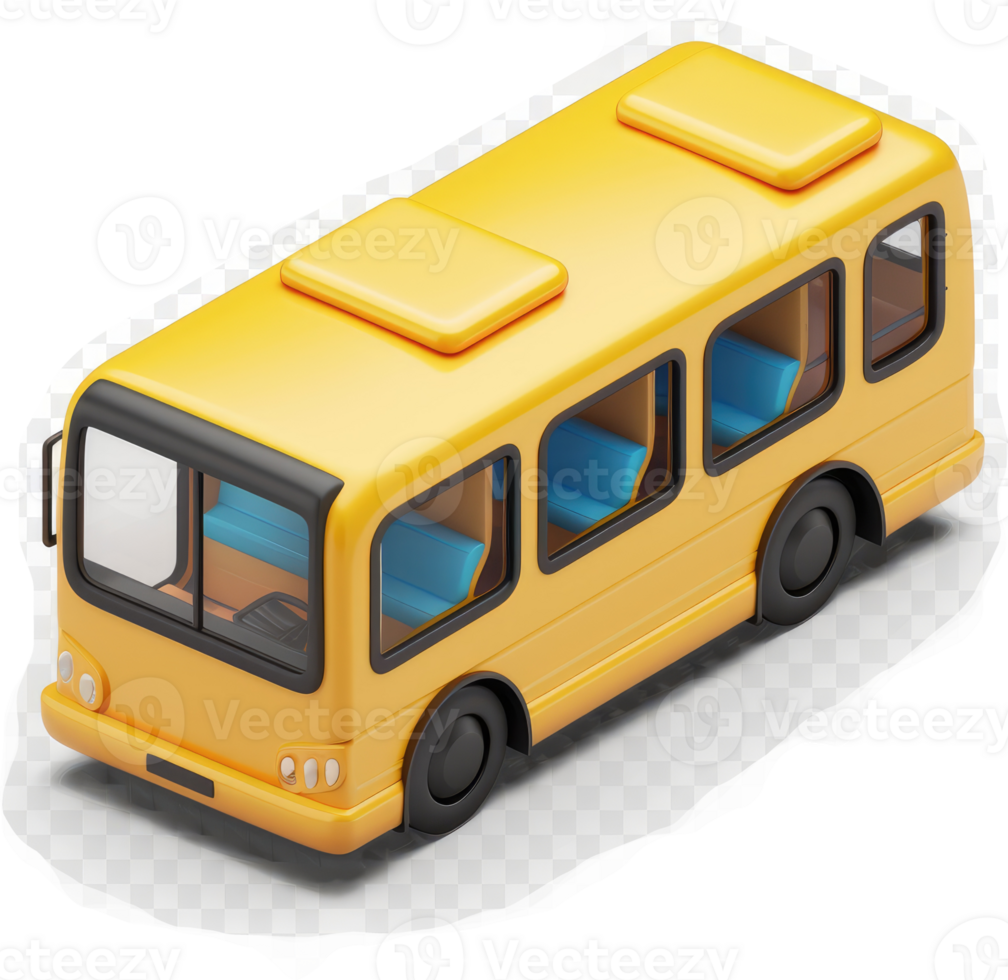 3d rendered illustration of a yellow school bus. png