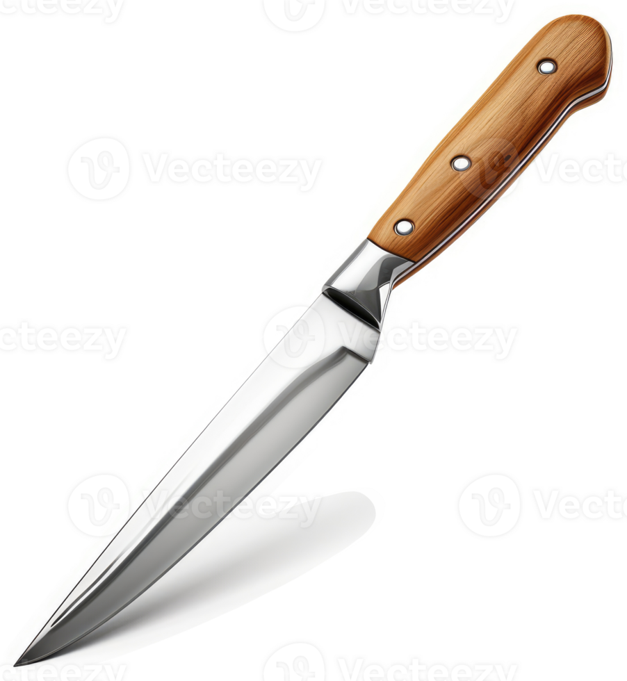Sleek, professional, carving knife with olive wood handle. png
