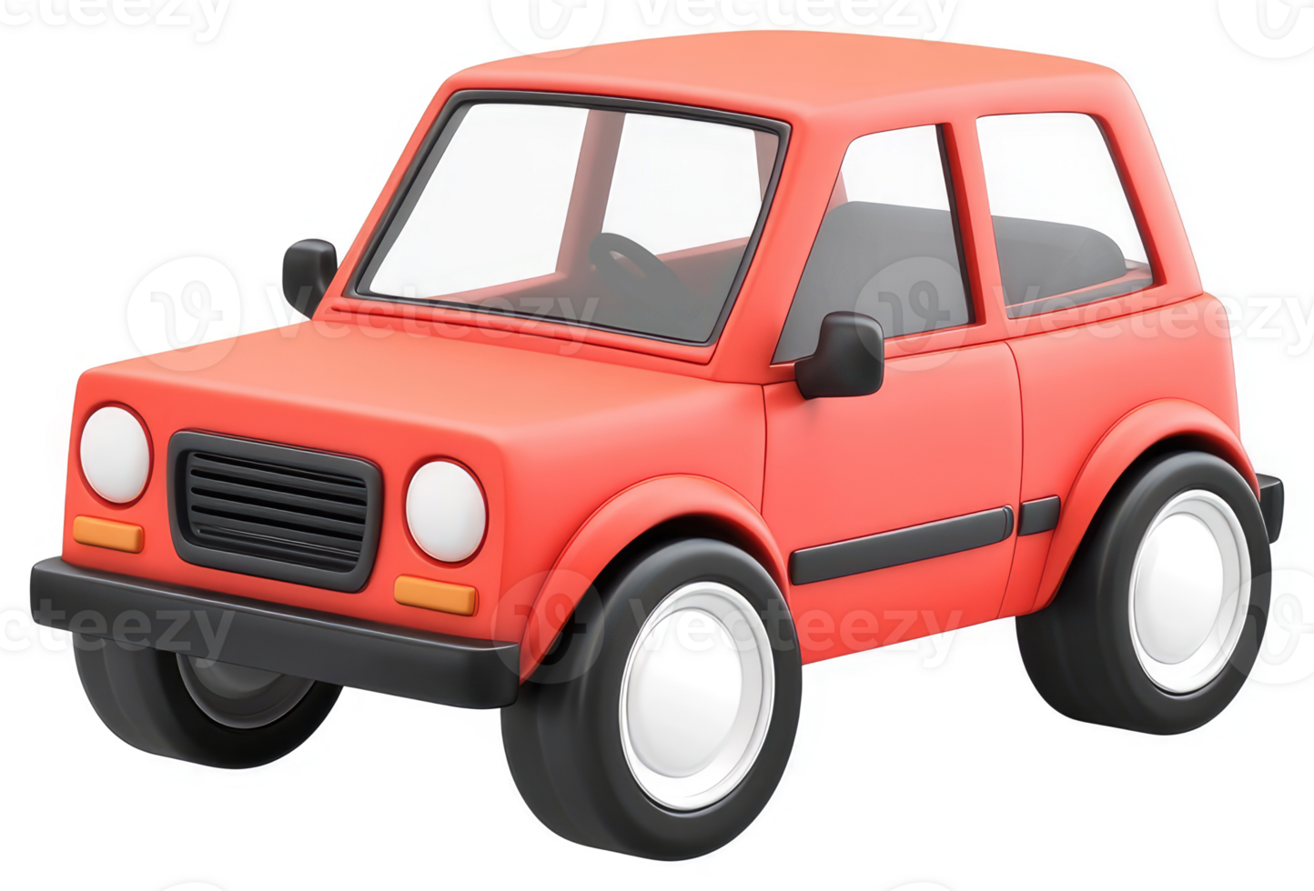 Simple red cartoon car illustration. png