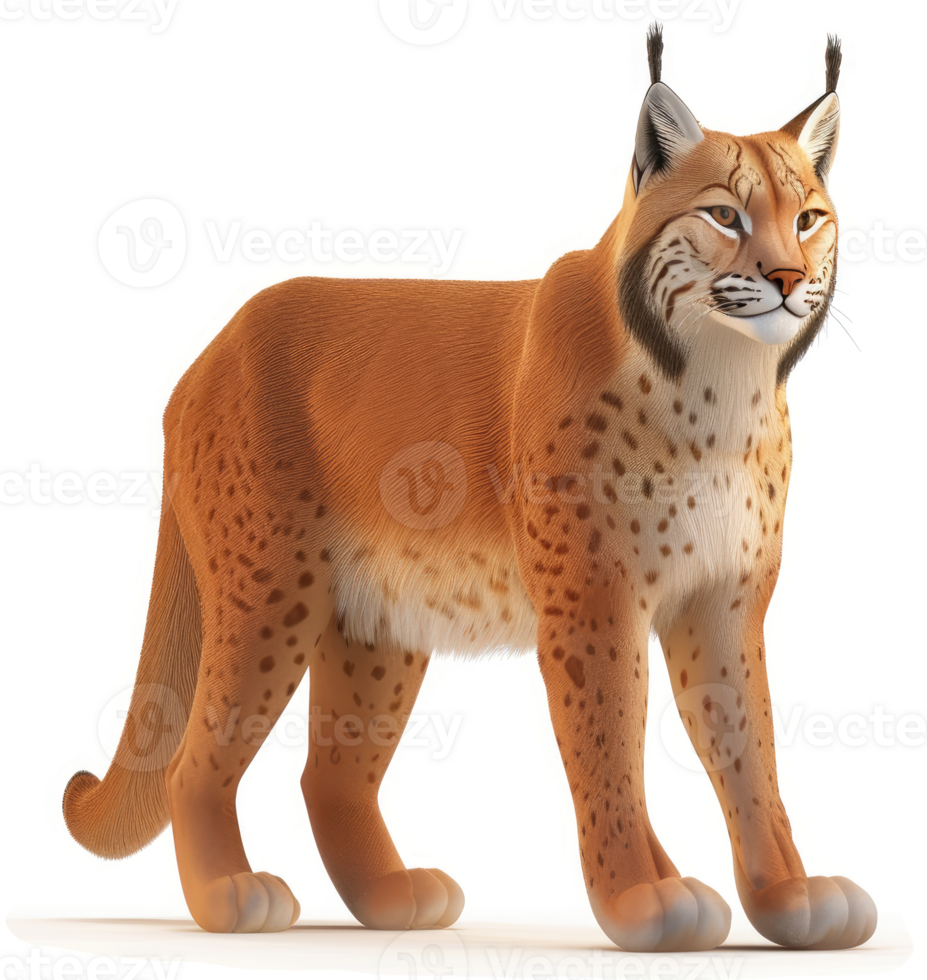 A majestic, reddish-brown lynx stands alert. png