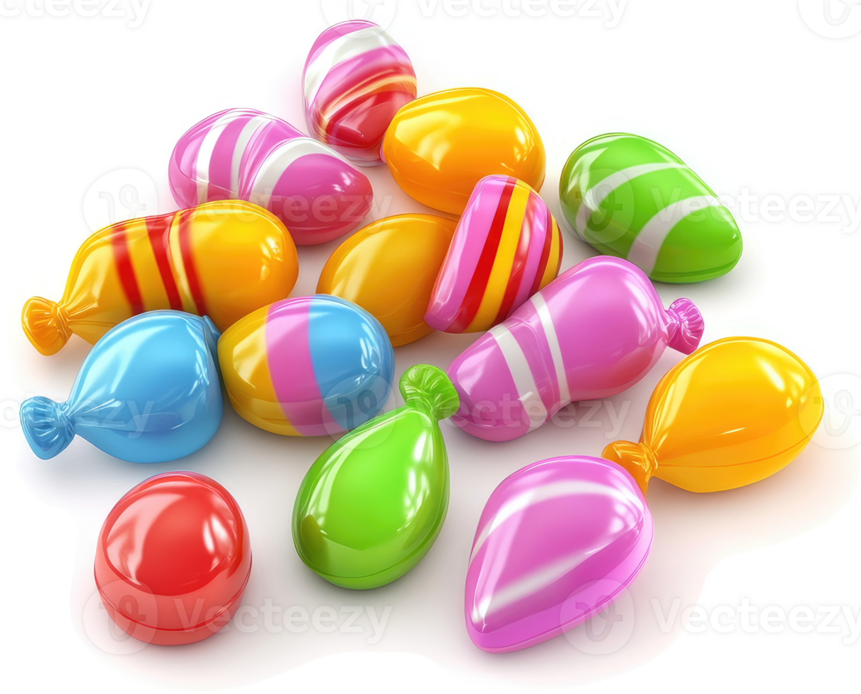 Colorful assortment of hard candies and sweets. png
