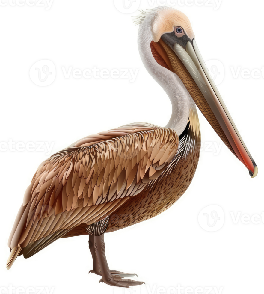 Brown pelican, a detailed illustration of a bird. png