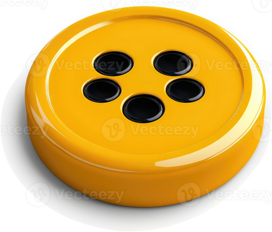 Circular yellow button with black centers. png