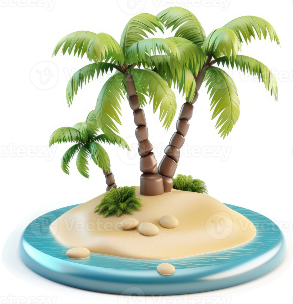 Tropical island with palm trees, a vibrant summer scene. png