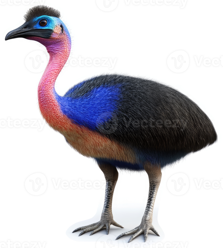 Colorful Southern Cassowary Bird Profile. png