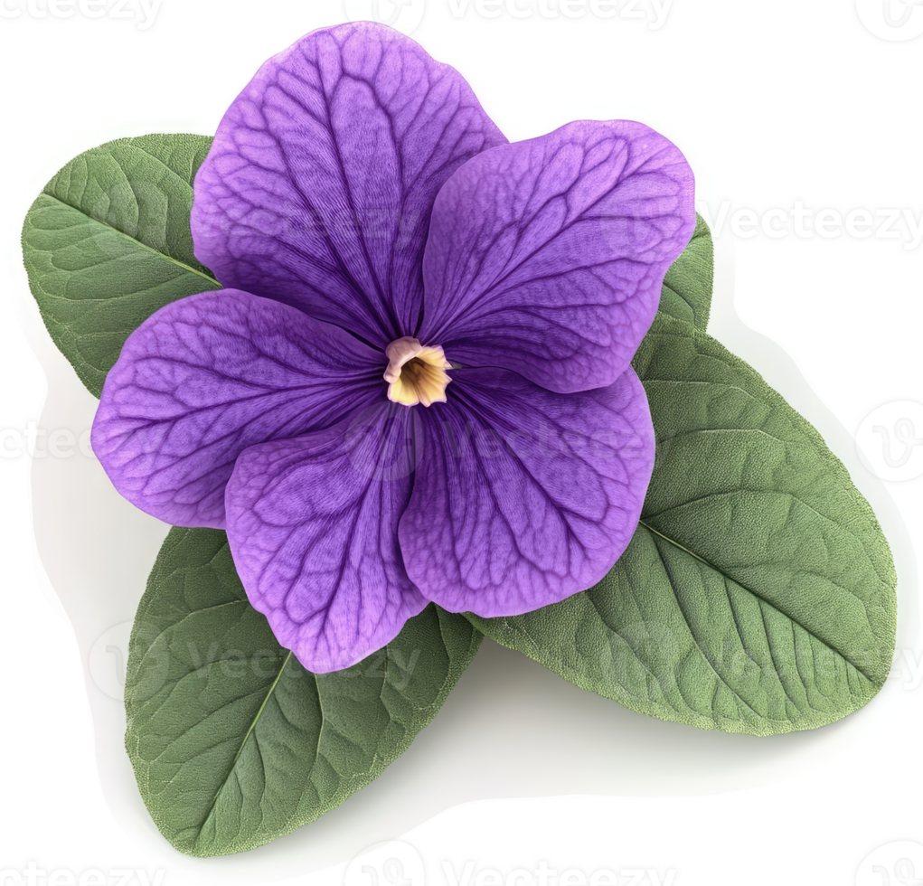 Vibrant purple flower with delicate leaves. png