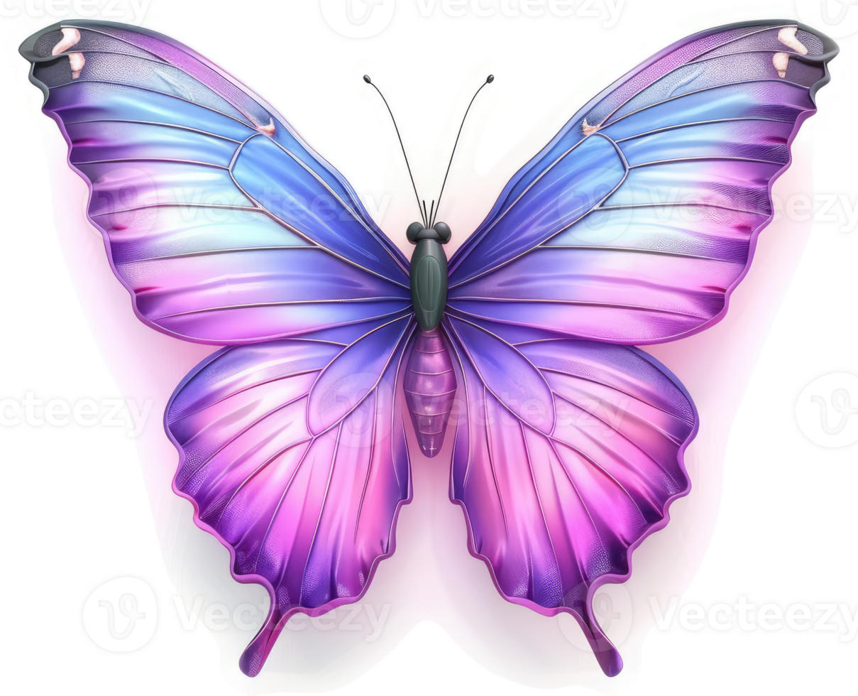 Vibrant purple and blue butterfly with intricate wings. png