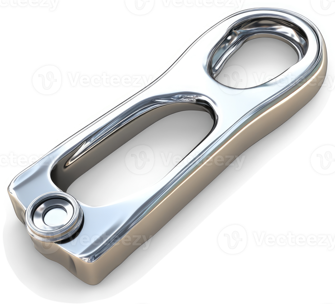 Metallic, sculpted fastening component with embedded features. png