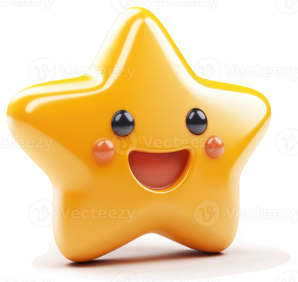 Smiling, cartoonish star emoji. png