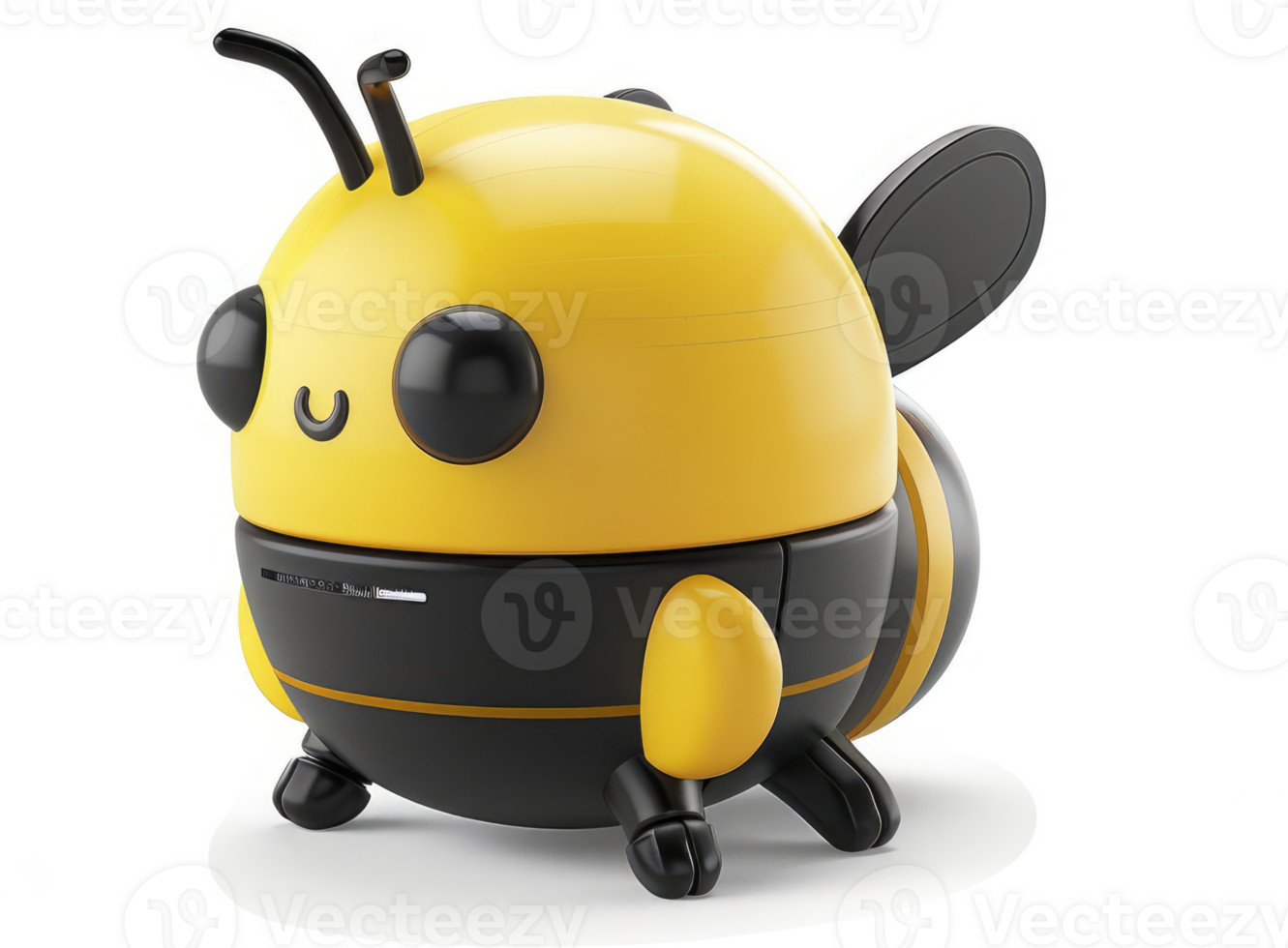 Cute, round bee toy with expressive features. png