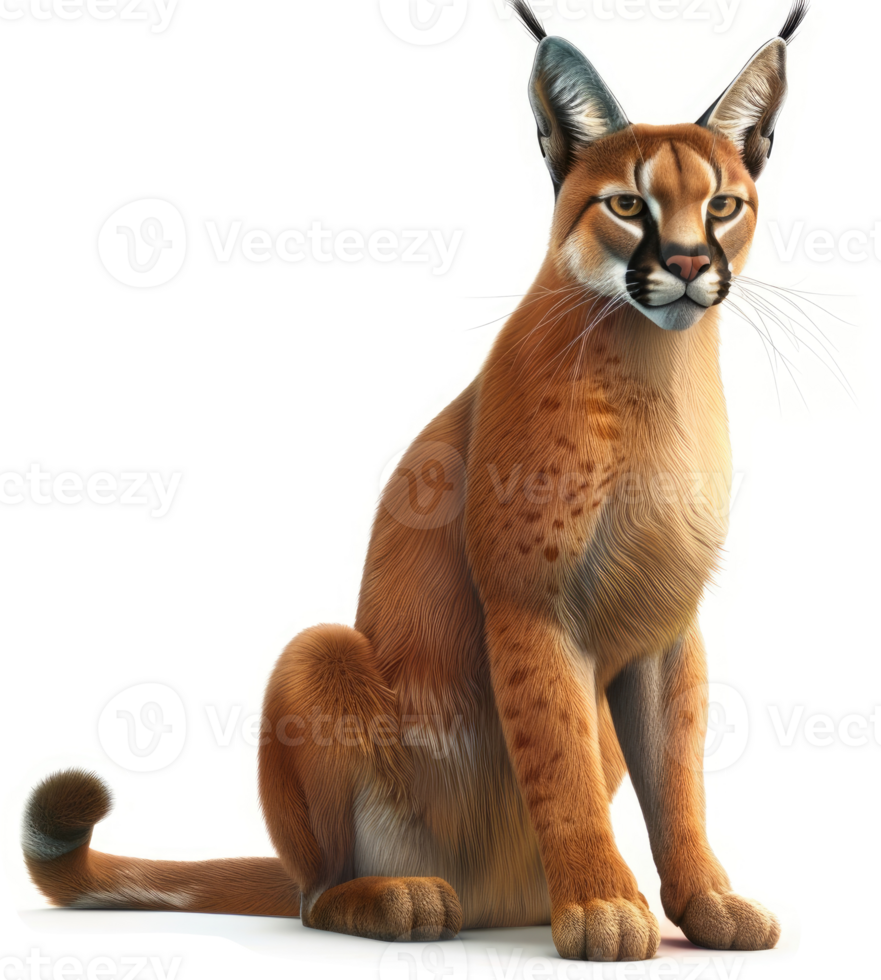Feline beauty of a caracal displays regal posture. png