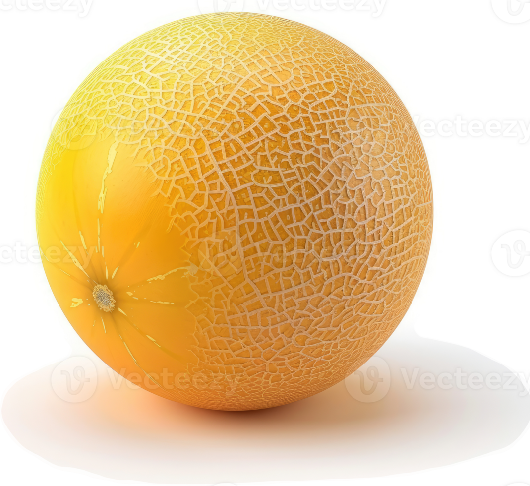 Close-up view of a ripe cantaloupe. png