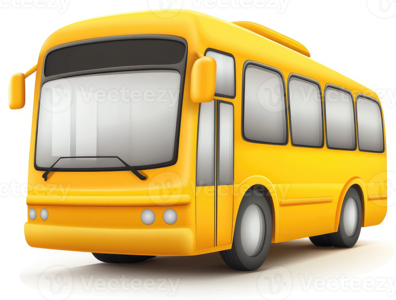 Vivid yellow school bus illustration. png