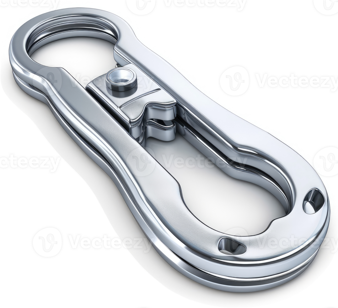 Modern, metallic, key ring carabiner design. png