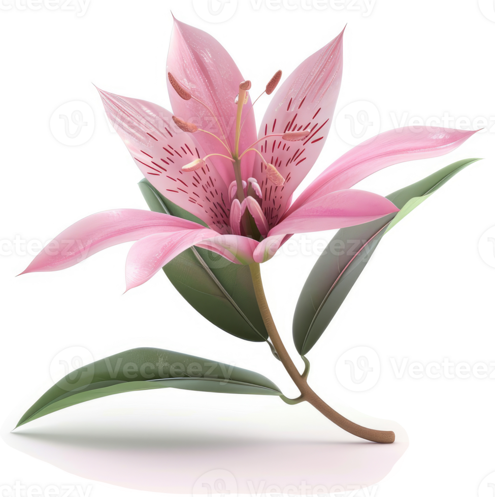 Delicate pink lily blossom with vibrant greenery. png