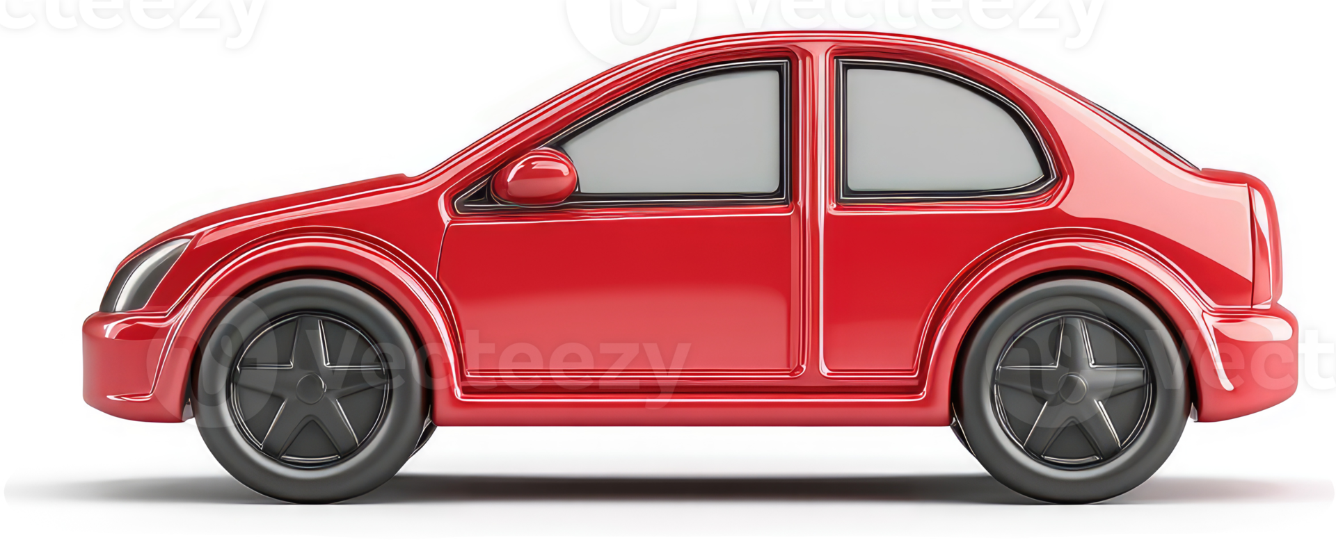 Red car side profile, glossy finish. png