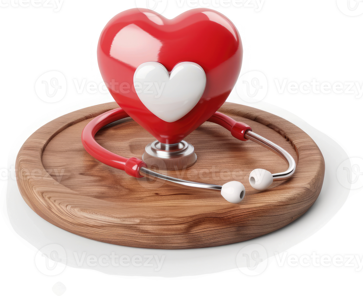 Healthy heart represented by a stethoscope. png
