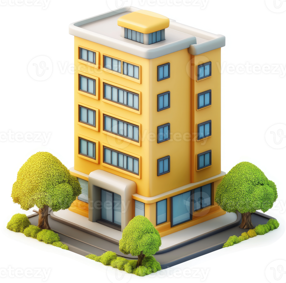 A stylized illustration of a multi-story residential building. png