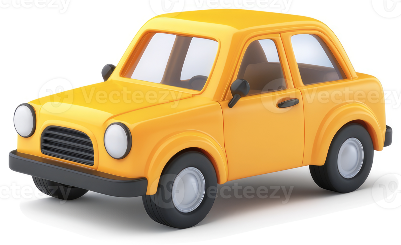 Bright yellow cartoon car toy, a simple model. png