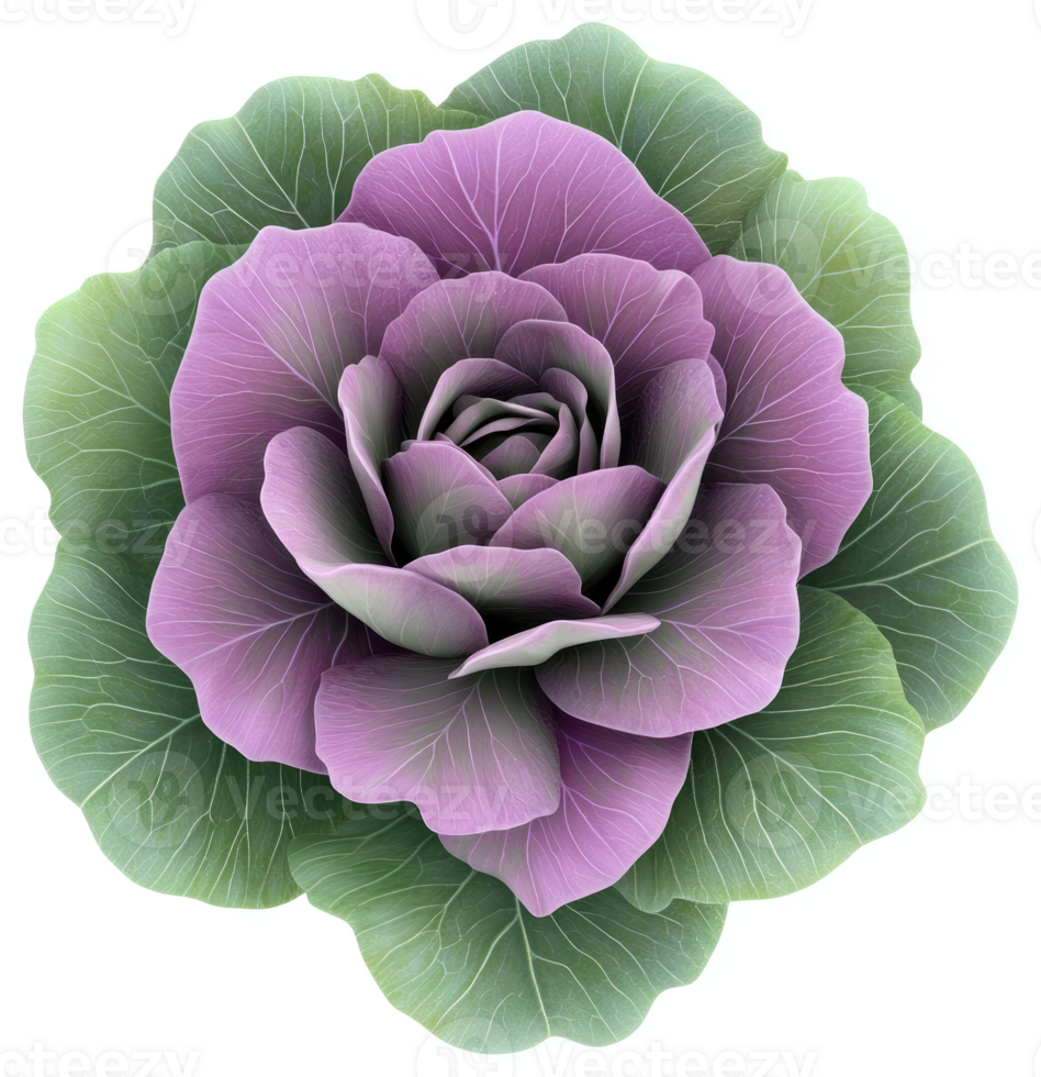 Vibrant purple cabbage head, resembling a rose. png