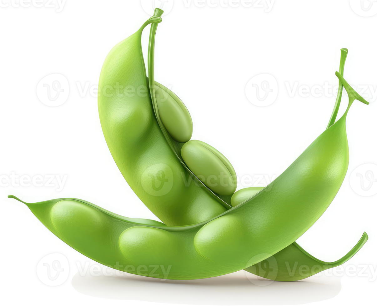 Fresh, vibrant green soybeans in pods. png