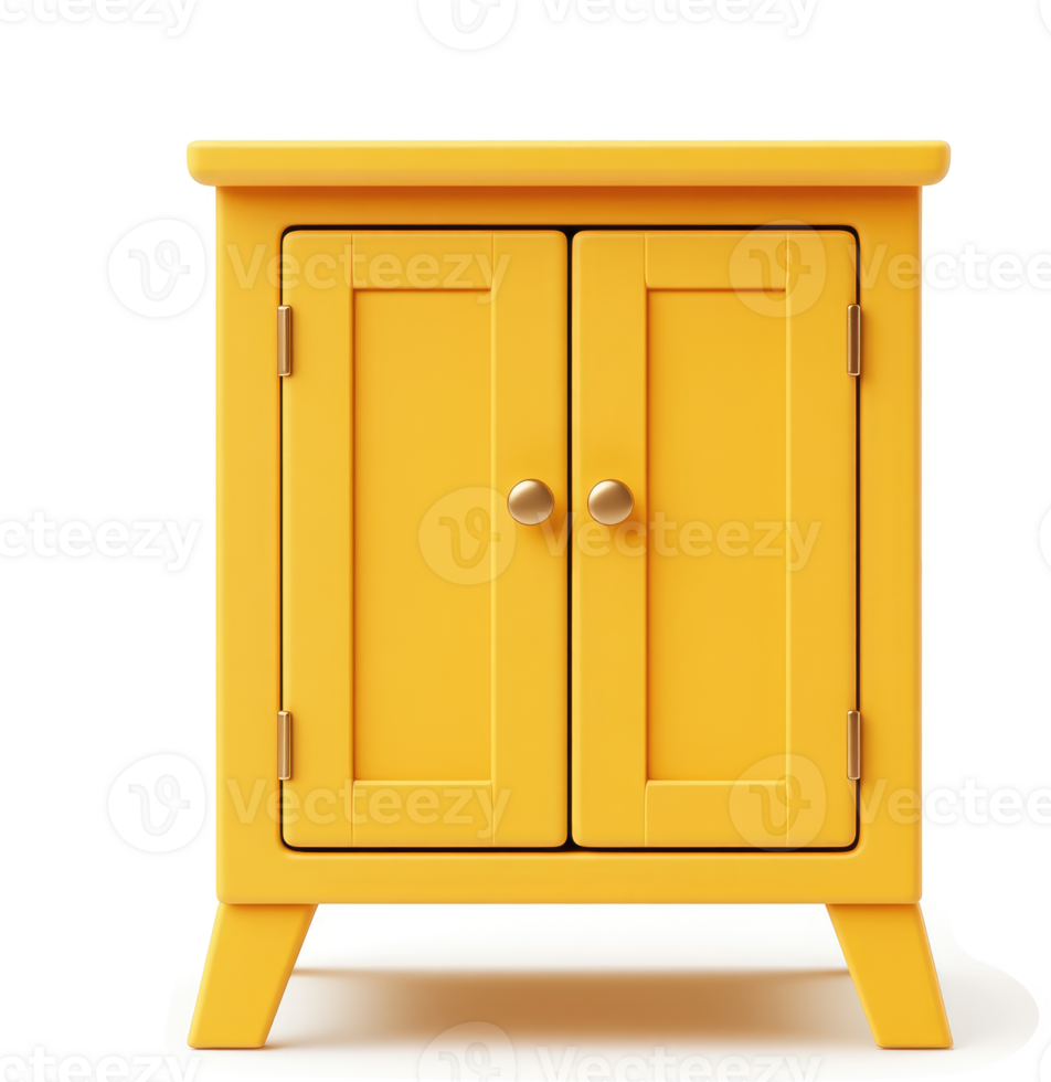 Bright yellow, two-door cabinet with simple design. png