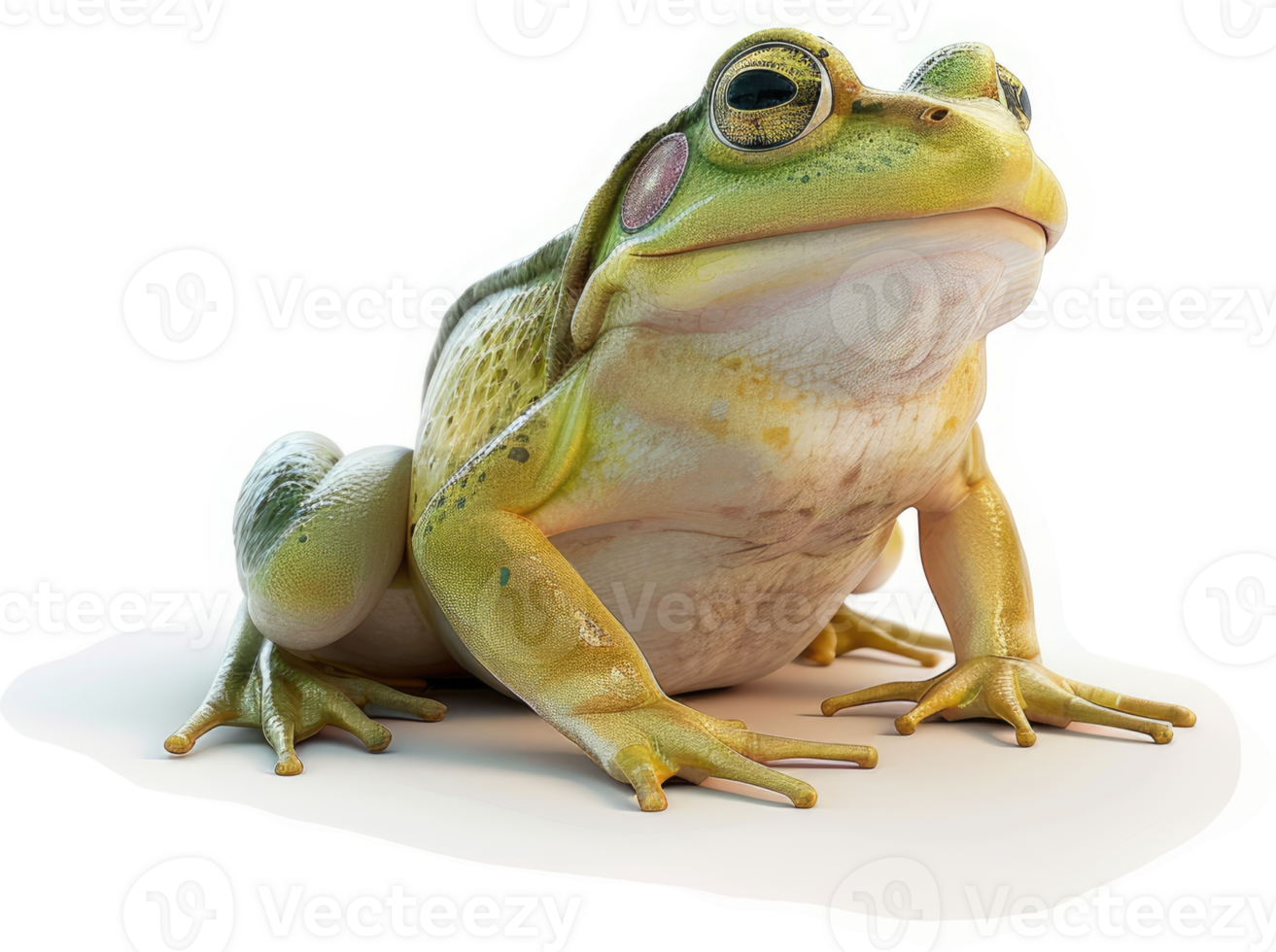 Close-up view of a vibrant, yellow-green frog. png