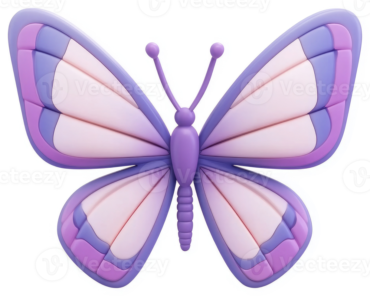Playful, 3d purple and pink butterfly illustration. png