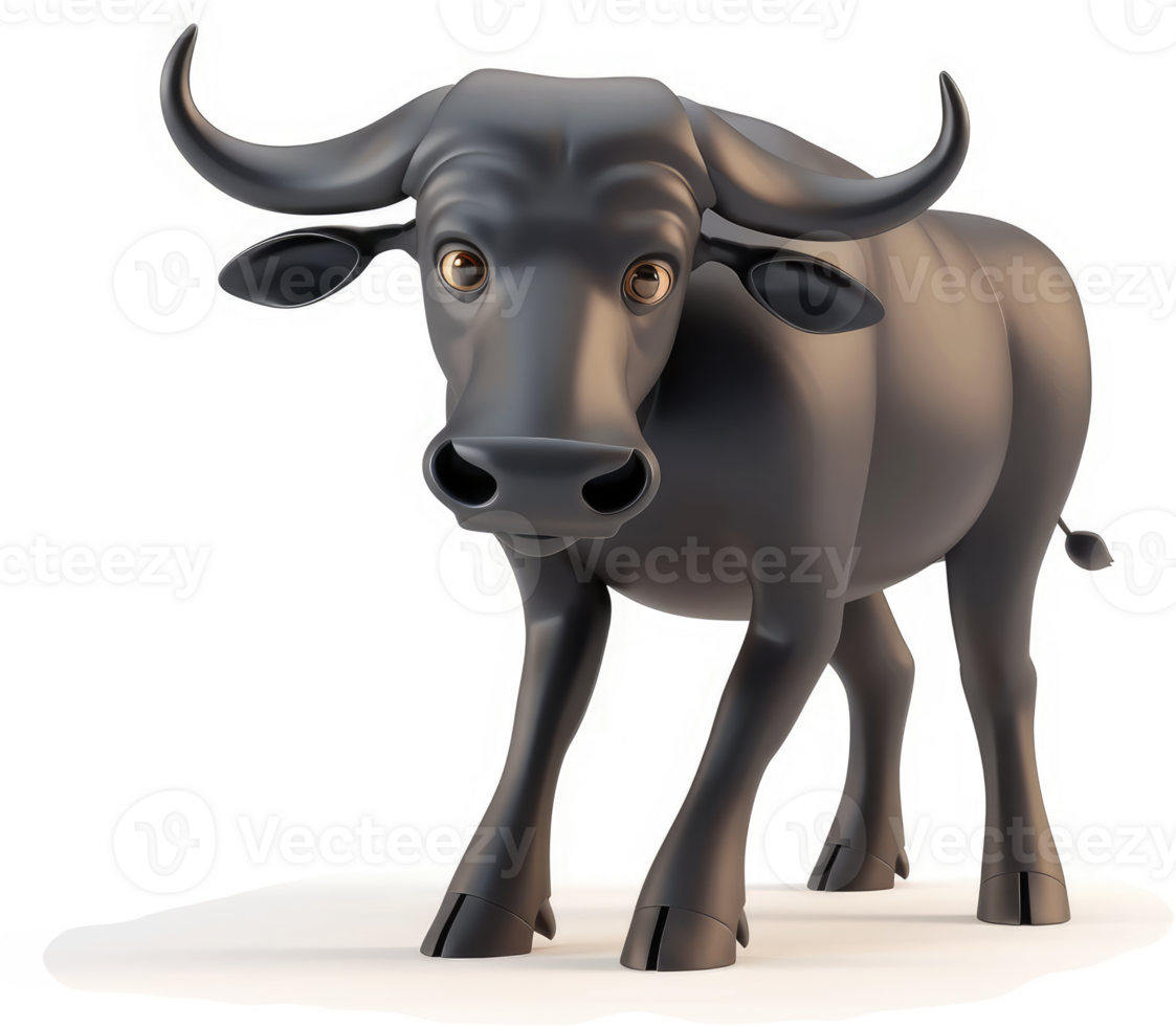 Cartoon buffalo stares directly at the viewer. png