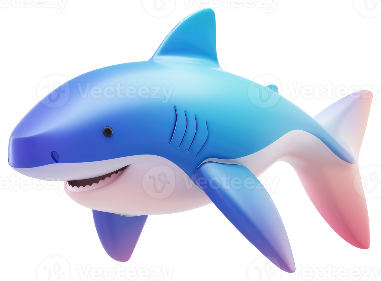 Vibrant, cartoonish depiction of a shark. png