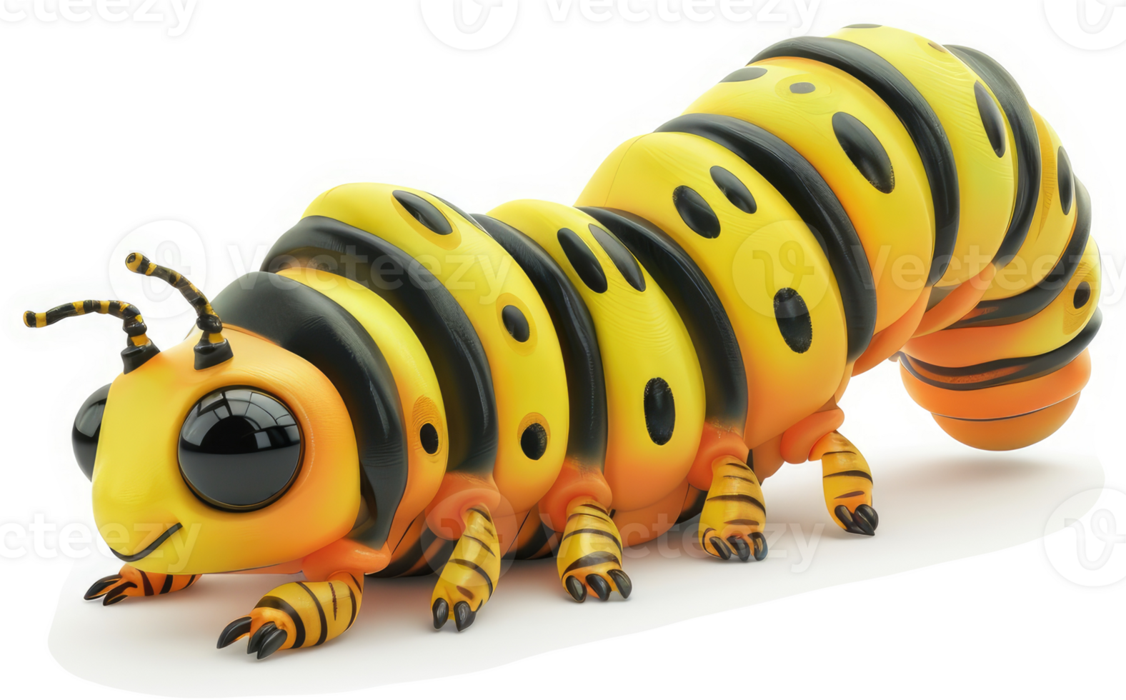 Playful, cartoon caterpillar with vibrant colors. png