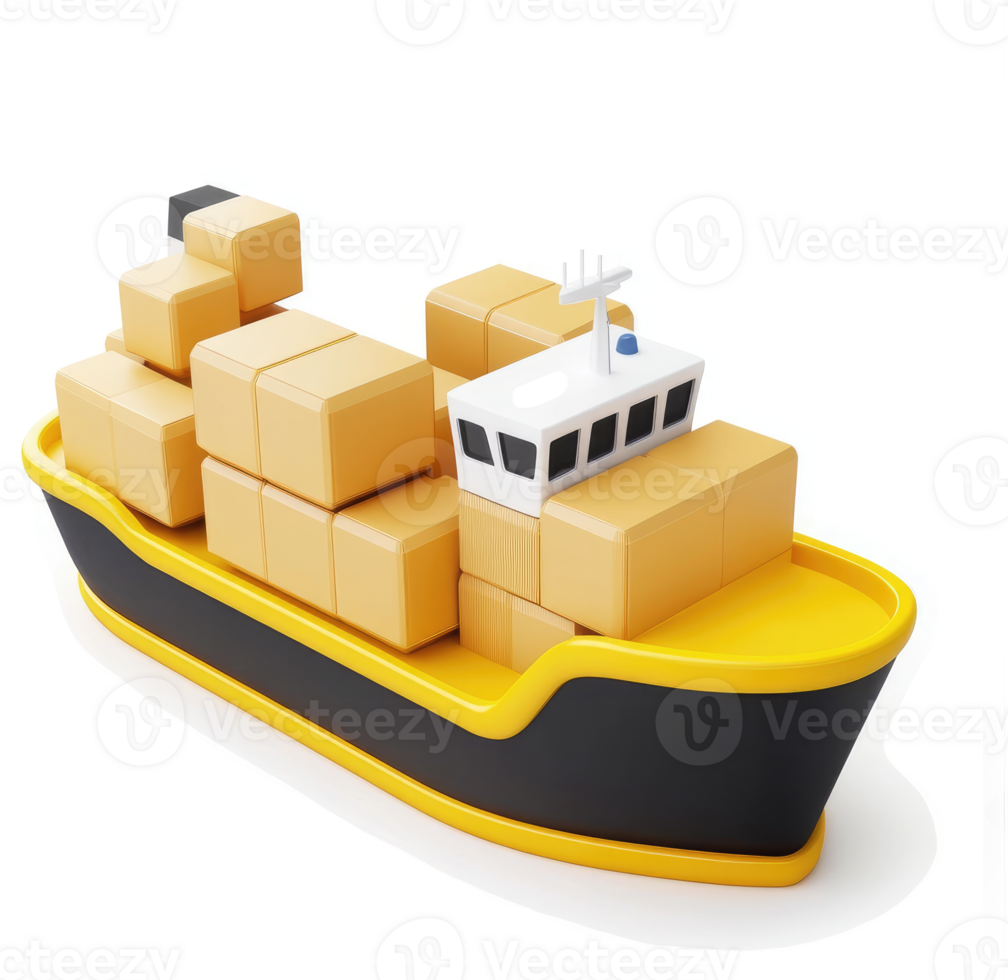 Cargo ship loaded with containers. png