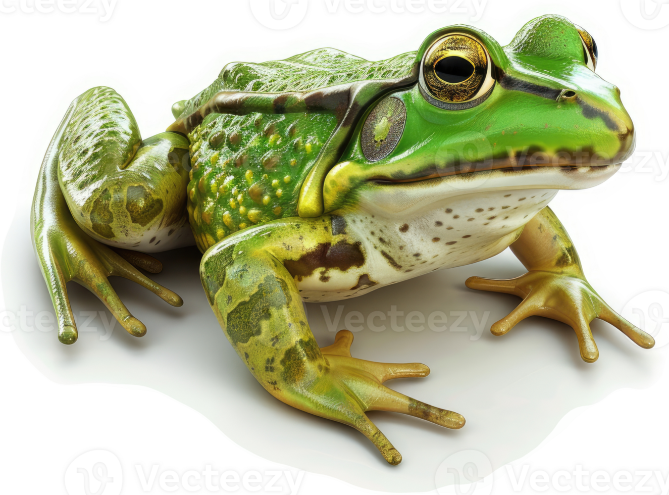 Vivid green frog, showcasing detailed skin texture. png