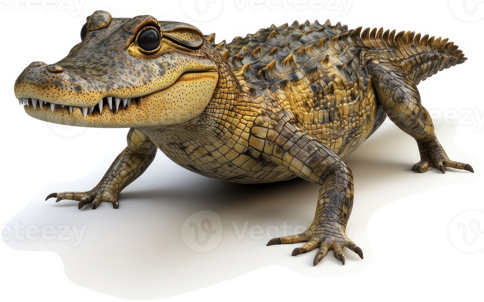 Close-up of a cartoonish, young alligator. png