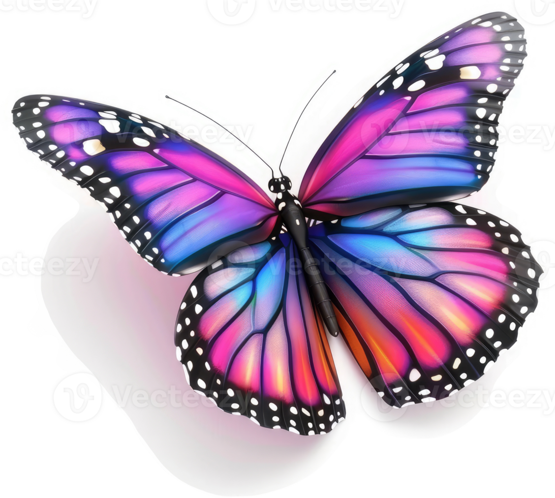 Vibrant butterfly with iridescent colors. png