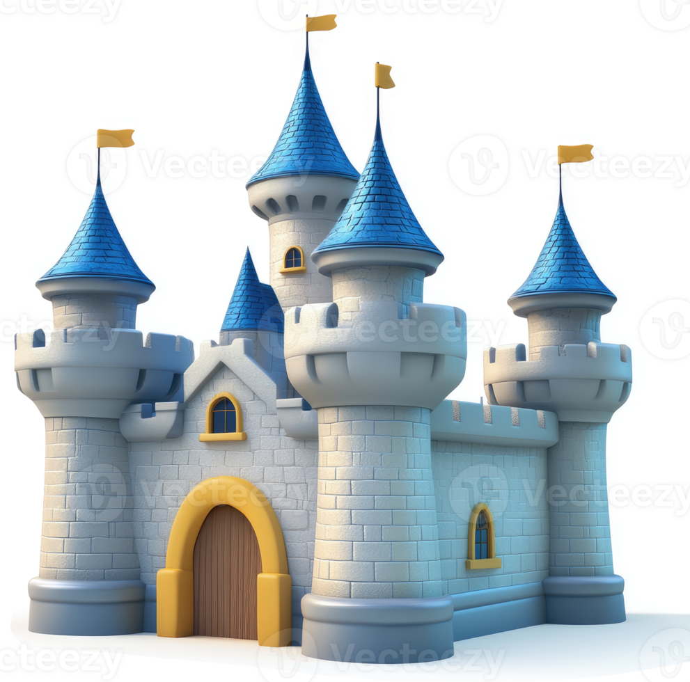 A majestic, cartoon-style fairytale castle stands tall. png