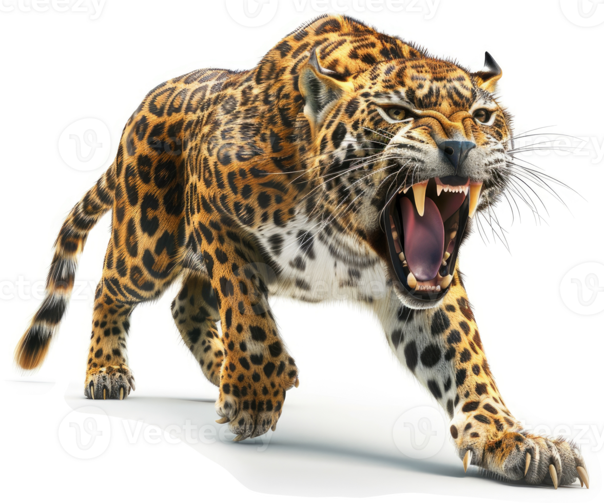 Powerful jaguar in a fierce stance. png