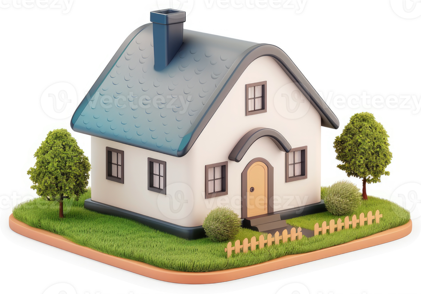 Small, charming house model on a grassy base. png
