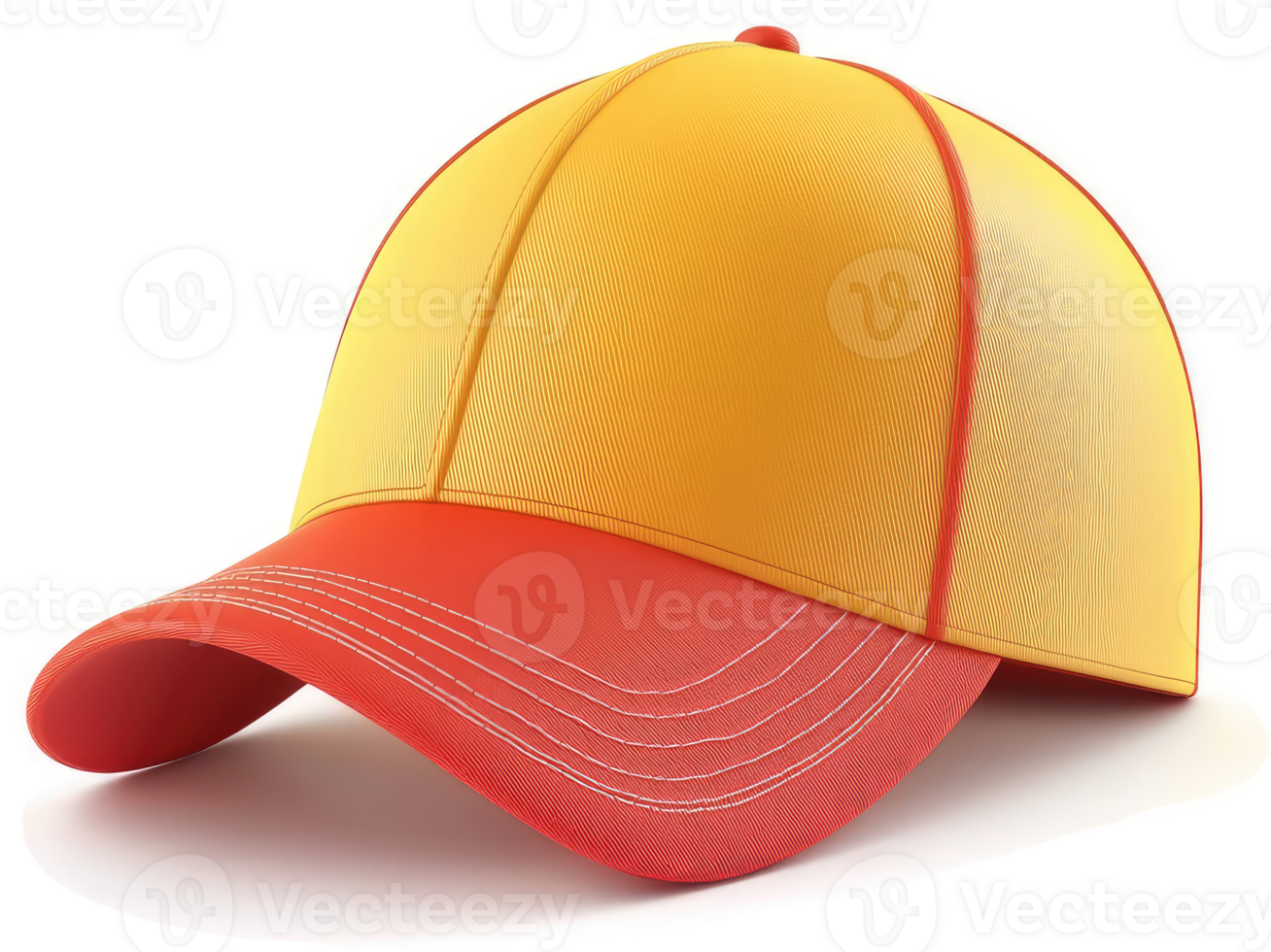 Bright yellow baseball cap with a red visor. png