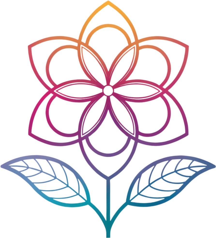 Creative logo element with colorful abstract flower bloom. . png